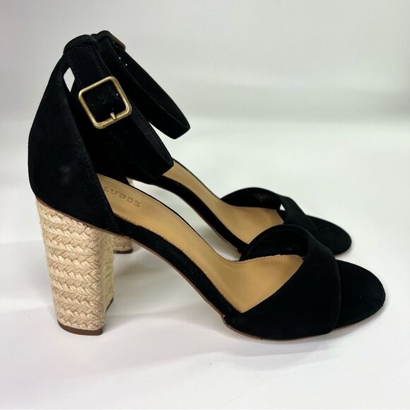 NEW Anthropologie Soludos Tall Capri Suede Heels 10 Black - Picture 8 of 16